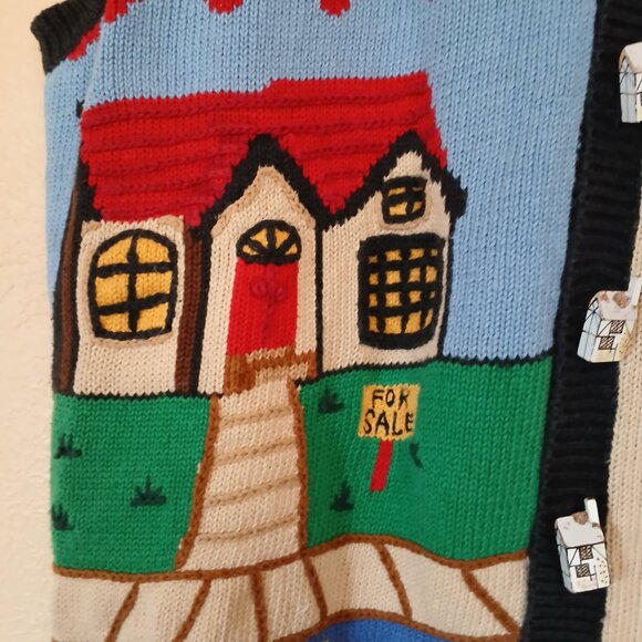 Vintage 90's Eagle's Eye Home Sweet Home Realtor Sweater Vest Women's 3X - Picture 5 of 8